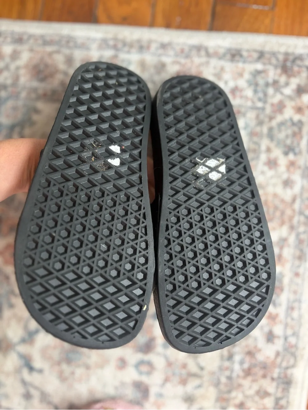 3Y Kids Vans Black Slides with White Logo Strap - Picture 4 of 5